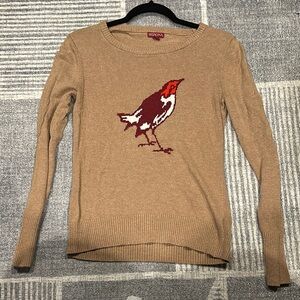 Merona Tan Sweater with Bird Design